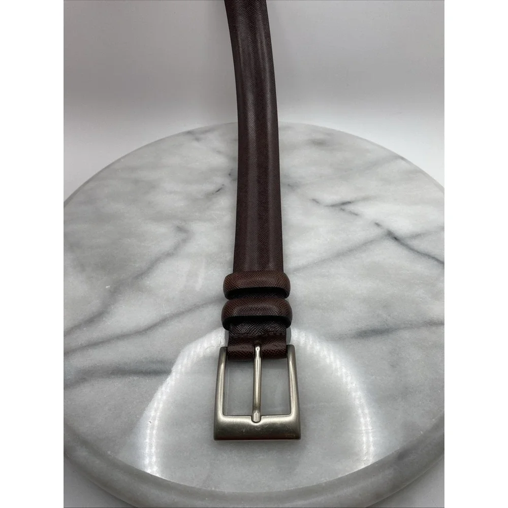 Bachrach‎ Italian Leather Dark Brown Belt - Solid Buckle - Men's 42